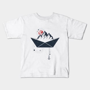 Ship In Space. Double Exposure Kids T-Shirt